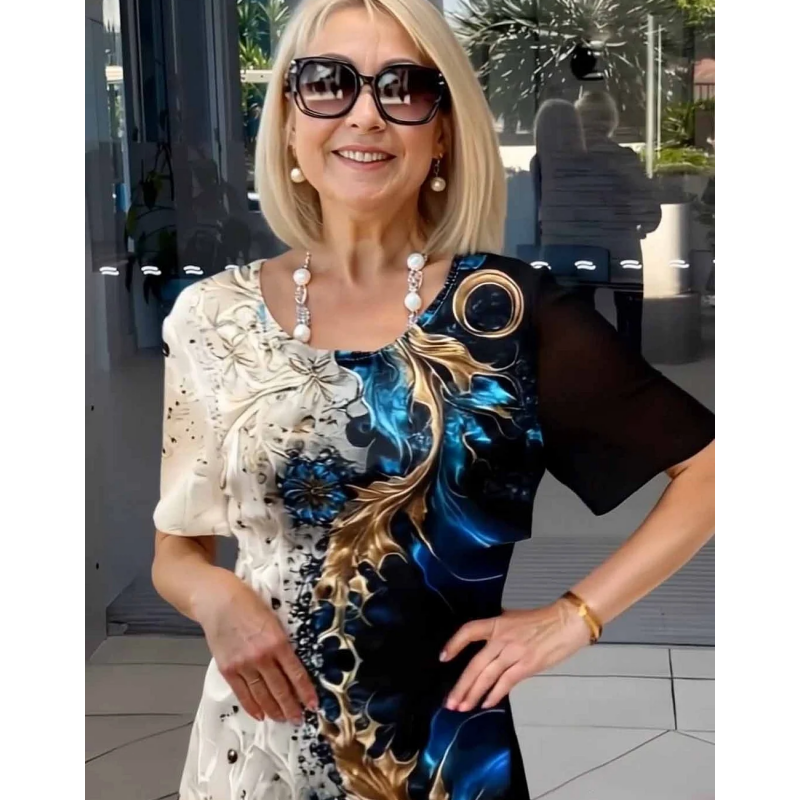 Volné letní šaty pro ženy s květinovým vzorem 3D