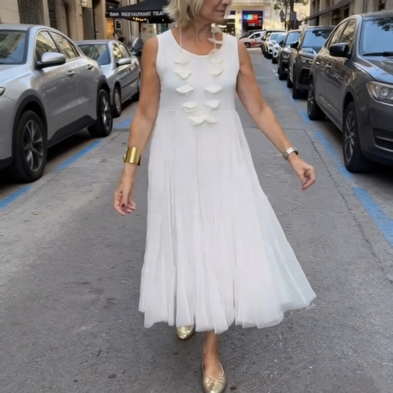 Dvoudílný módní komplet pro ženy: pletený top s dlouhými rukávy a šaty bez rukávS